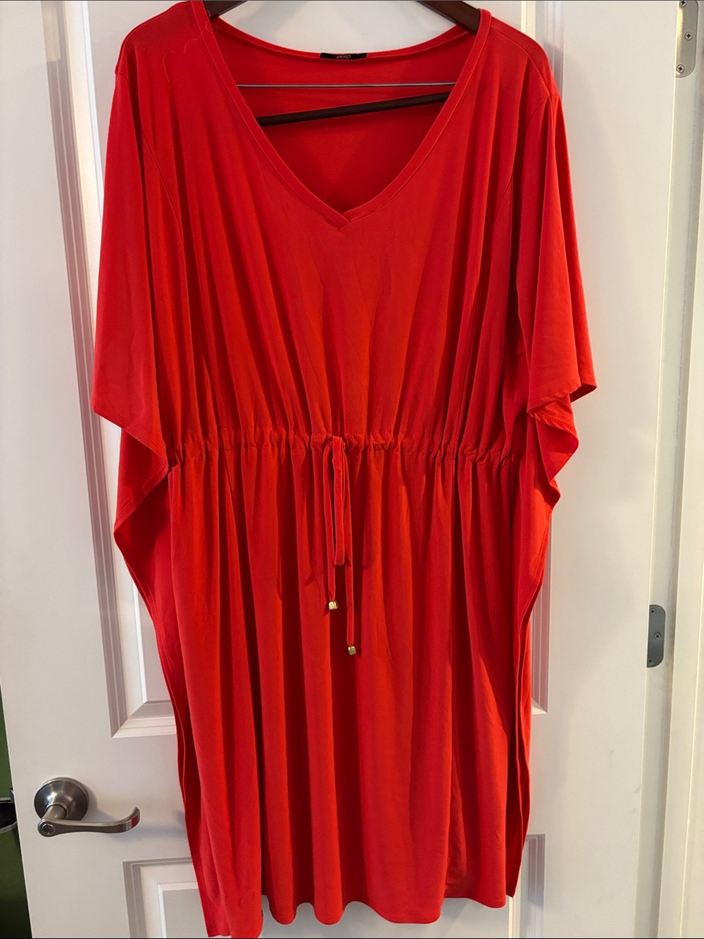 J.B.S. Red V-Neck Drawstring Waist Dress
